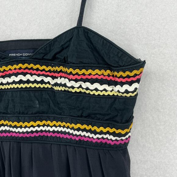 FRENCH CONNECTION Top Womens 2 Camisole Embroidered Ric Rac Trim Boho Black - Picture 4 of 16